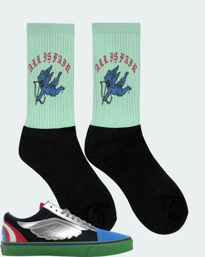 Vans Old Skool Sneaker Matching Mint Socks (All Is Fair) - View 2