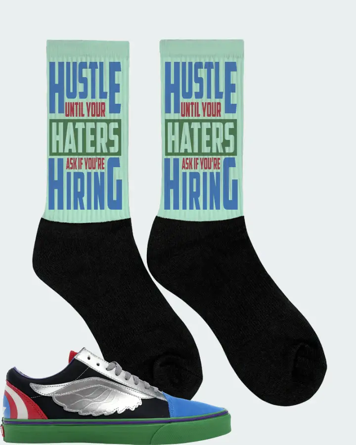 Vans Old Skool Sneaker Matching Mint Socks (HUSTLE UNTIL YOUR HATERS) - View 2