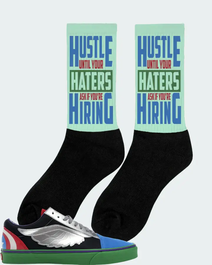 Vans Old Skool Sneaker Matching Mint Socks (HUSTLE UNTIL YOUR HATERS) - View 3