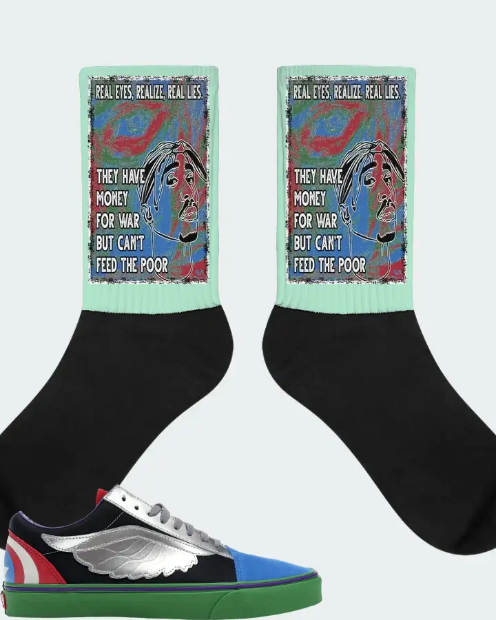 Vans Old Skool Sneaker Matching Mint Socks - TUPAC Real Eyes Realize Real Lies