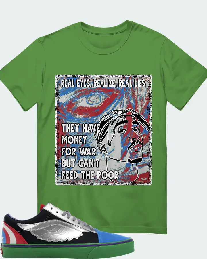 Vans Old Skool Sneaker Matching Leaf T-Shirt - TUPAC Real Eyes Realize Real Lies