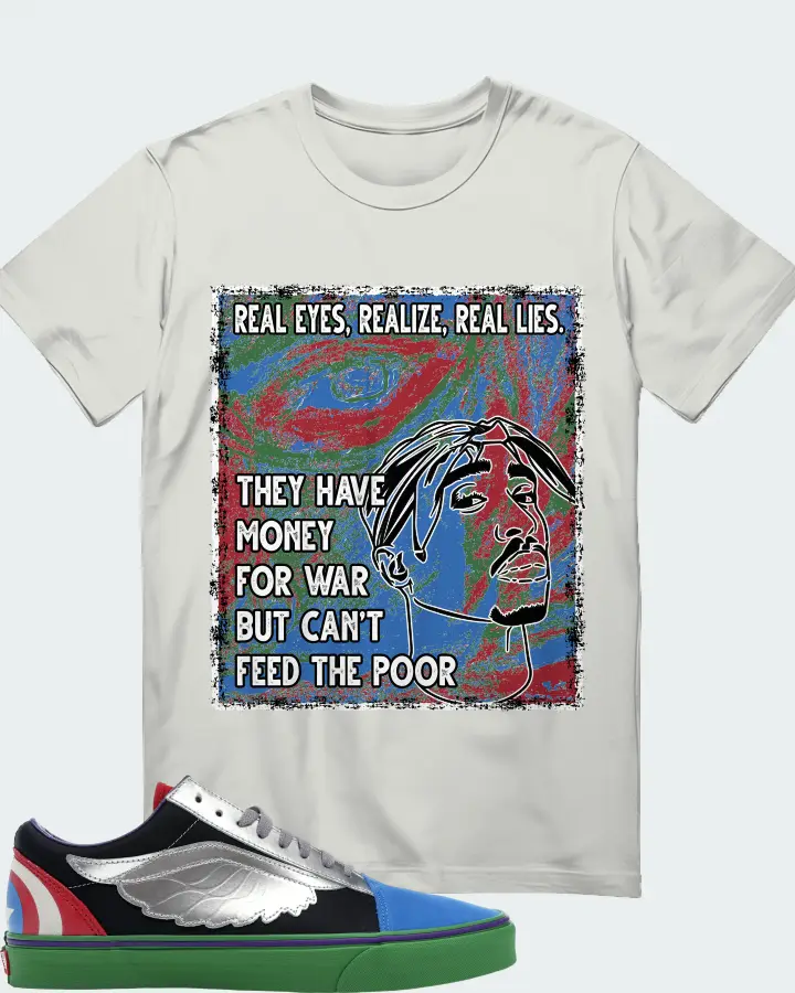 Vans Old Skool Sneaker Matching Silver T-Shirt - TUPAC Real Eyes Realize Real Lies