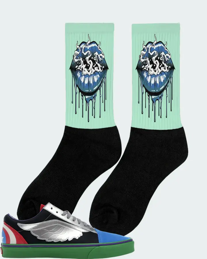 Vans Old Skool Sneaker Matching Mint Socks (Puff Puff) - View 3