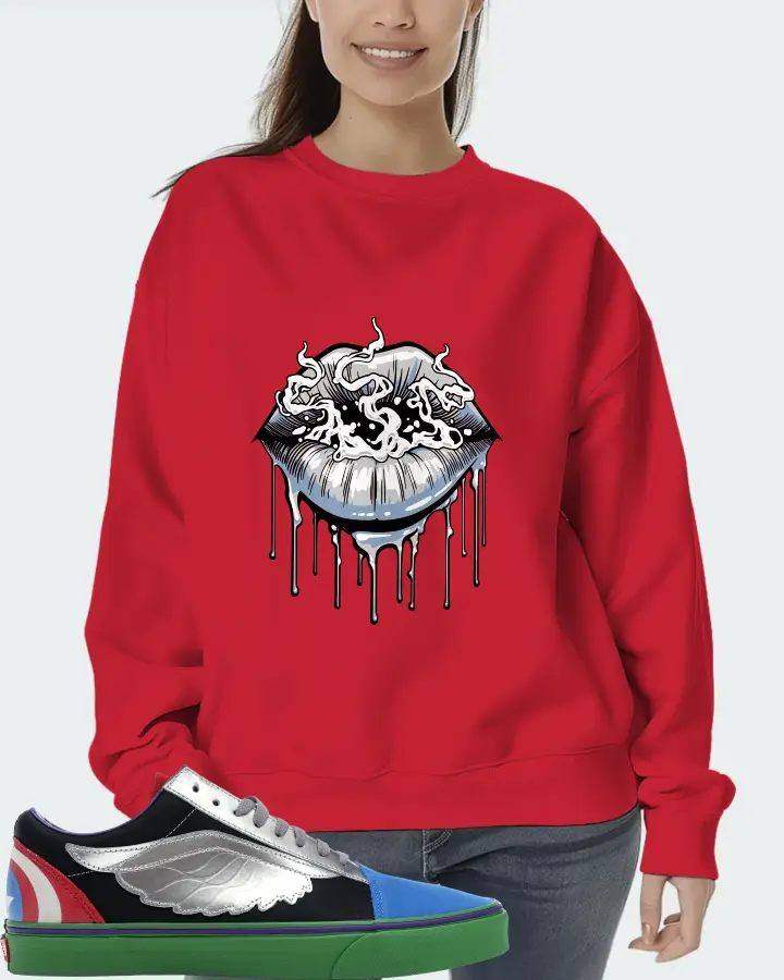 Vans Old Skool Sneaker Matching Red Sweatshirt (Puff Puff) - View 5