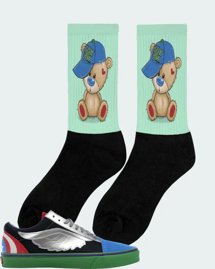Vans Old Skool Sneaker Matching Mint Socks (LOW KEY BEAR) - View 3