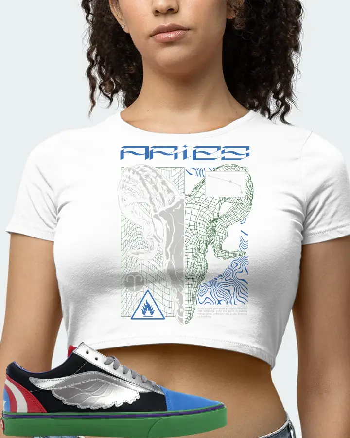 Vans Old Skool Sneaker Matching White Crop Top (ARIES) - View 4