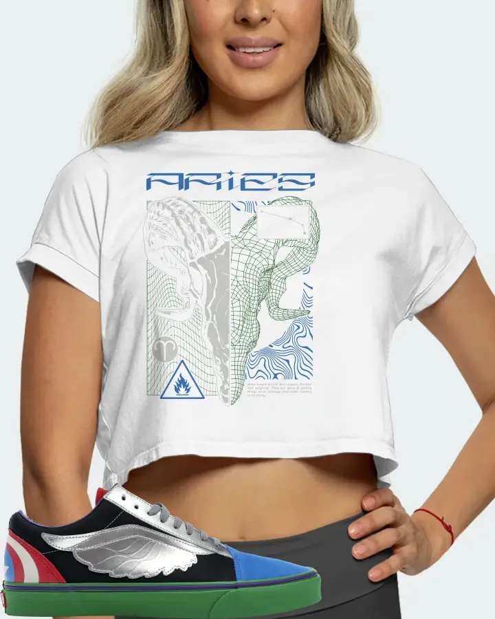 Vans Old Skool Sneaker Matching White Crop Top (ARIES) - View 5