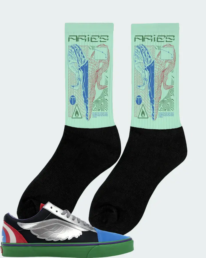 Vans Old Skool Sneaker Matching Mint Socks (ARIES) - View 3