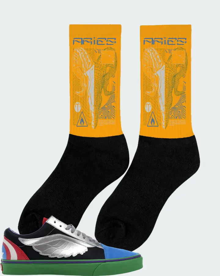 Vans Old Skool Sneaker Matching Gold Socks (ARIES) - View 3