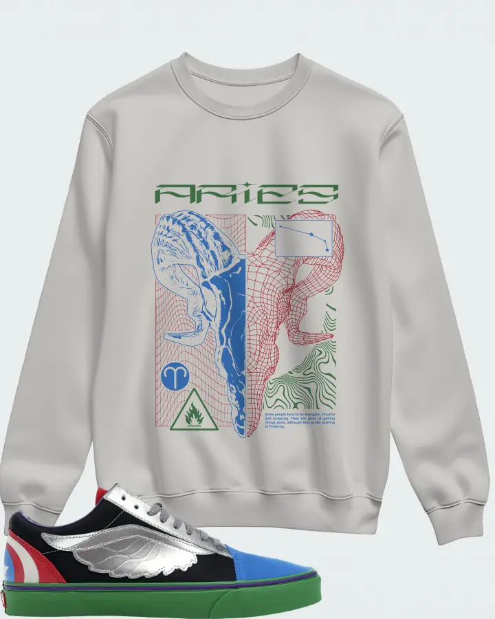 Vans Old Skool Sneaker Matching Grey Sweatshirt (ARIES) - View 1
