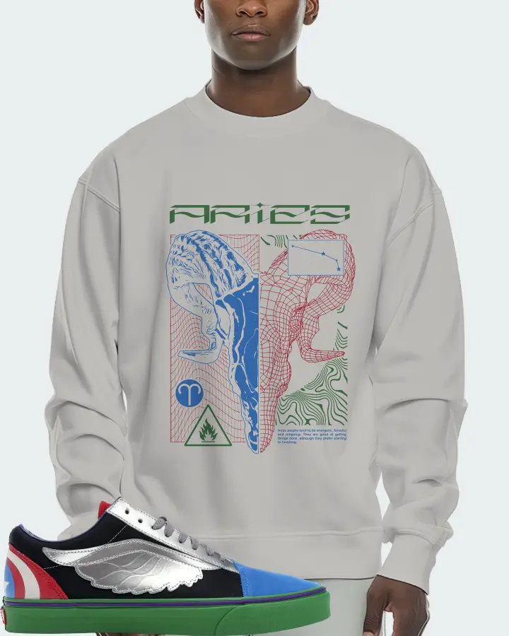 Vans Old Skool Sneaker Matching Grey Sweatshirt (ARIES) - View 2