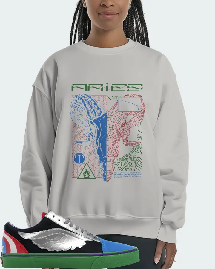 Vans Old Skool Sneaker Matching Grey Sweatshirt (ARIES) - View 3