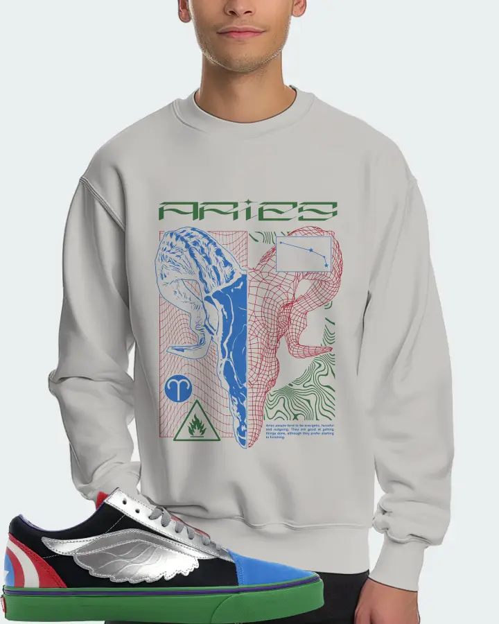 Vans Old Skool Sneaker Matching Grey Sweatshirt (ARIES) - View 4