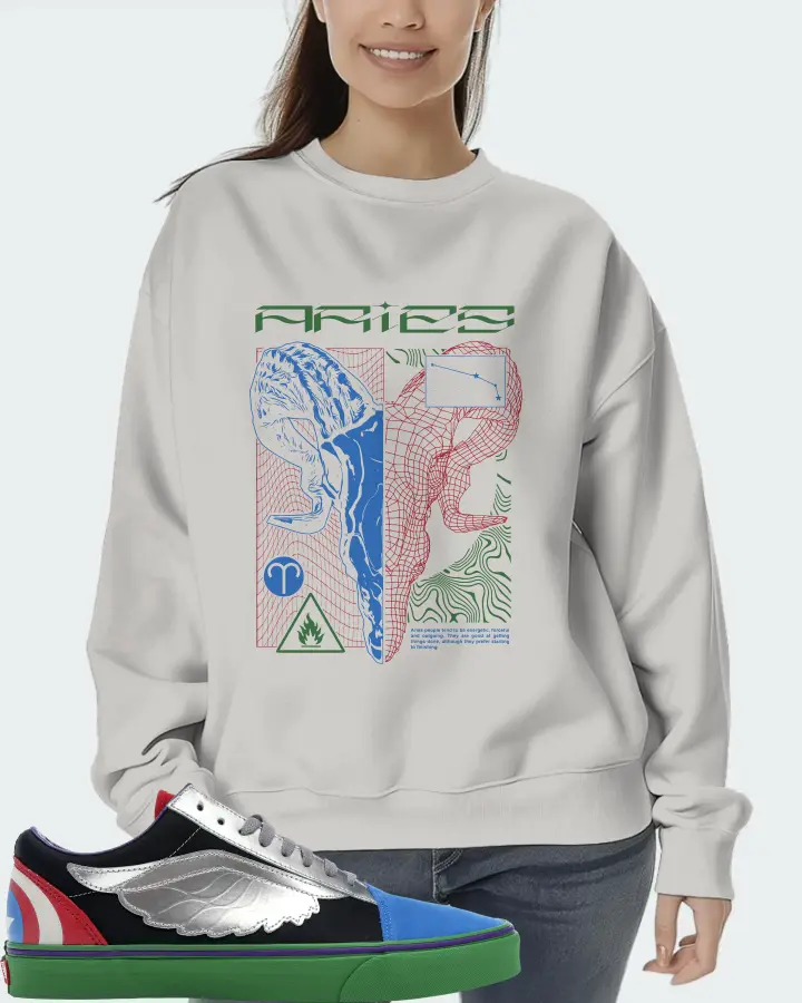 Vans Old Skool Sneaker Matching Grey Sweatshirt (ARIES) - View 5