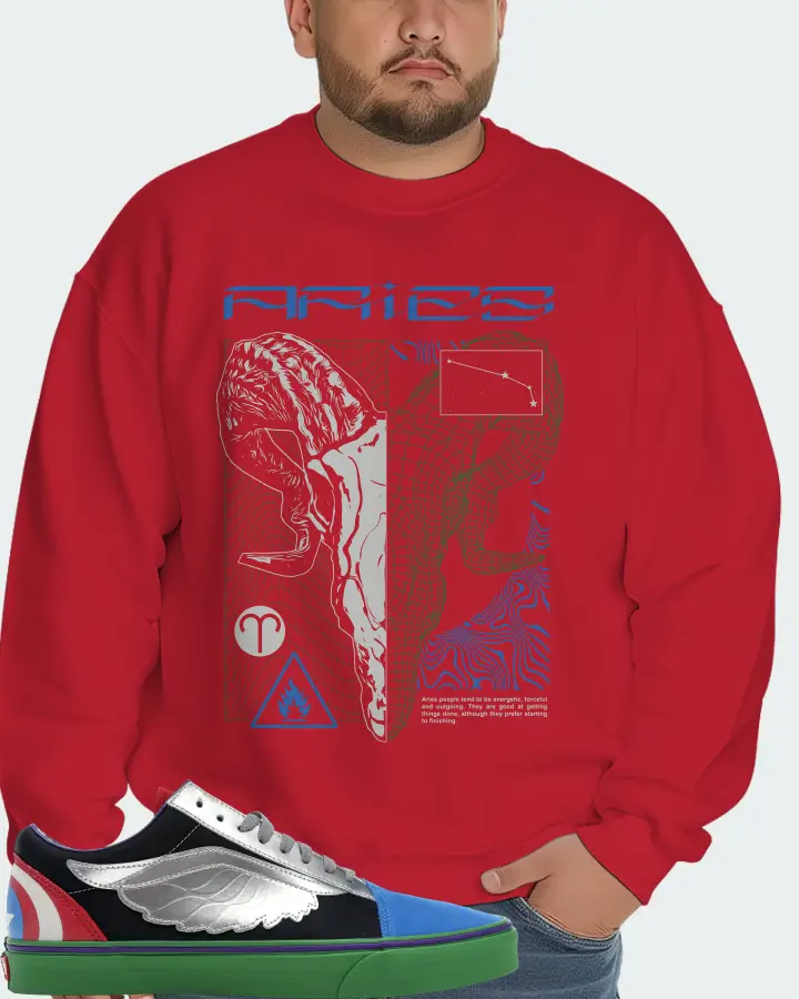 Vans Old Skool Sneaker Matching Red Sweatshirt (ARIES) - View 6
