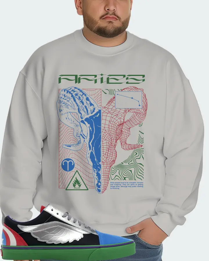 Vans Old Skool Sneaker Matching Grey Sweatshirt (ARIES) - View 6