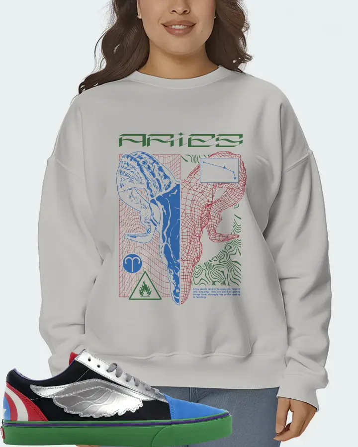 Vans Old Skool Sneaker Matching Grey Sweatshirt (ARIES) - View 7