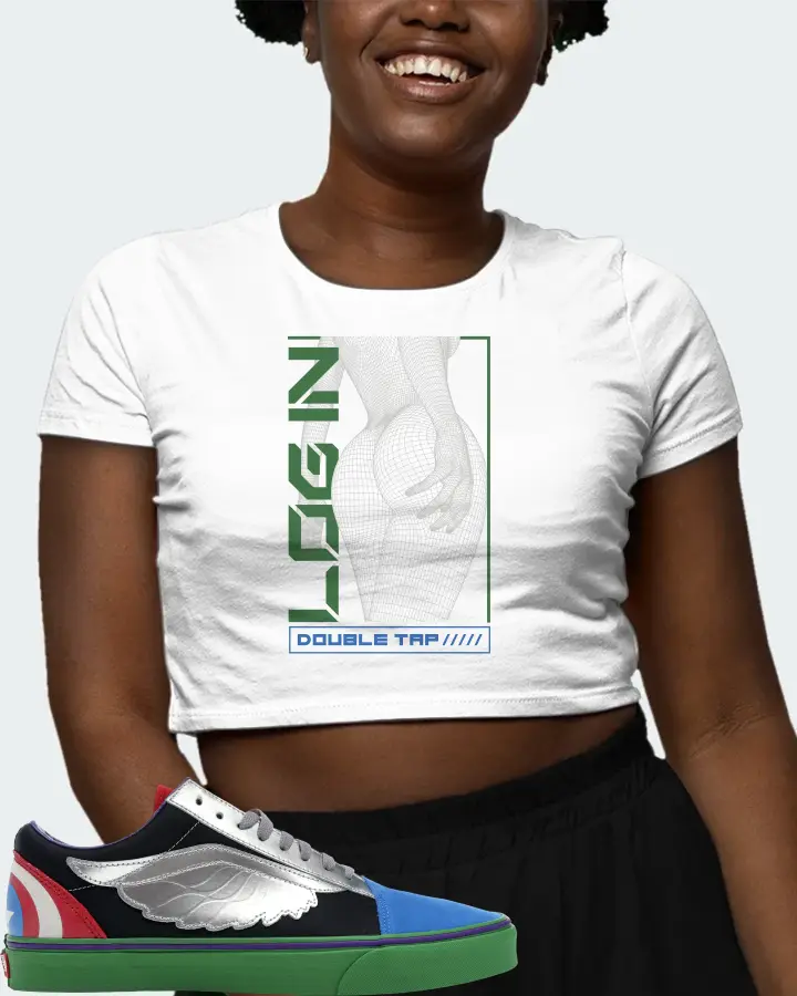 Vans Old Skool Sneaker Matching White Crop Top (LOGIN) - View 3