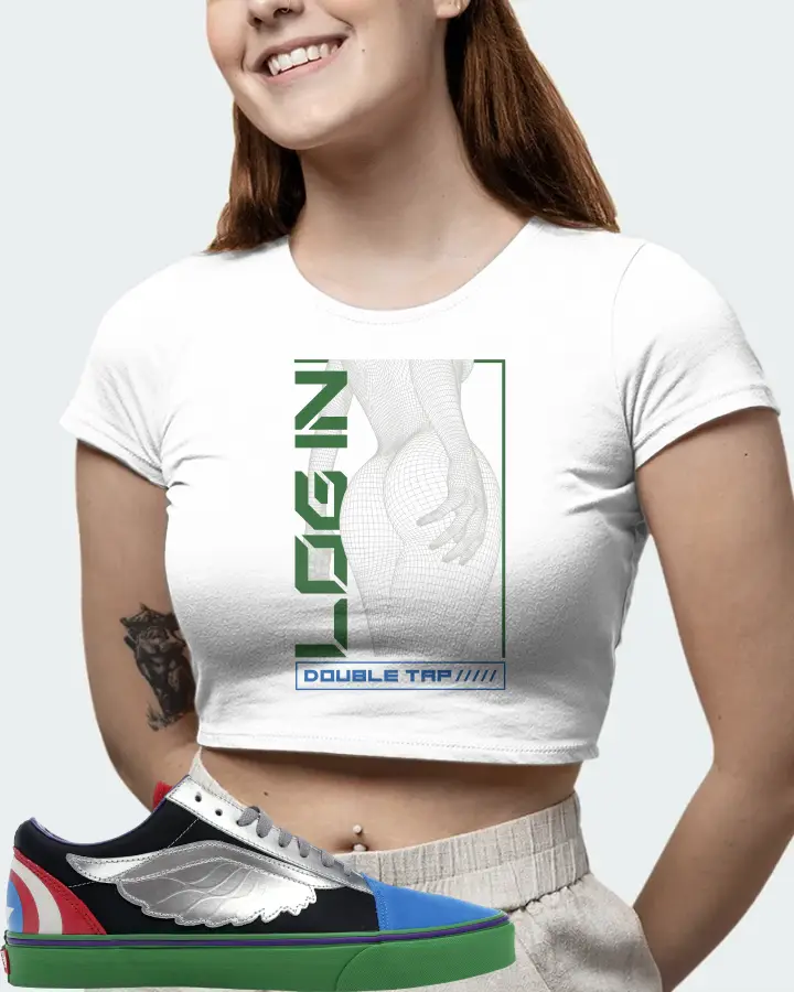 Vans Old Skool Sneaker Matching White Crop Top (LOGIN) - View 6