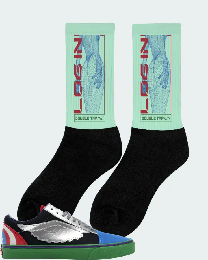 Vans Old Skool Sneaker Matching Mint Socks (LOGIN) - View 3