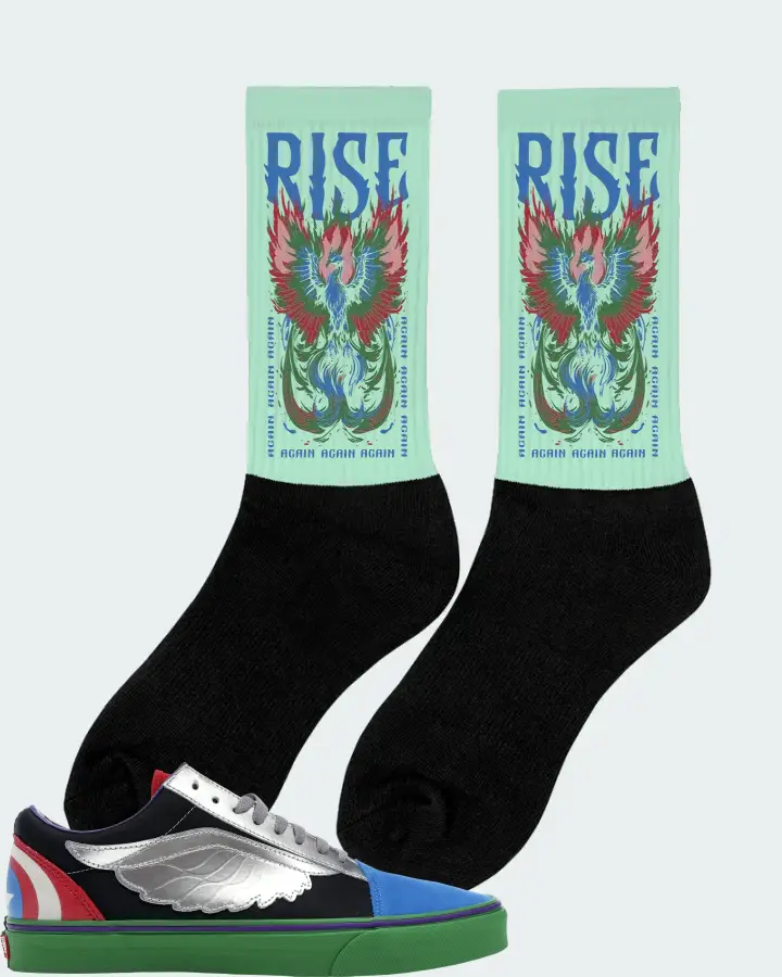 Vans Old Skool Sneaker Matching Mint Socks (RISE) - View 3