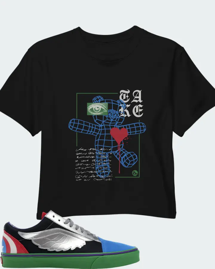 Vans Old Skool Sneaker Matching Black Crop Top (TAKE) - View 1