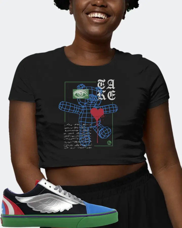 Vans Old Skool Sneaker Matching Black Crop Top (TAKE) - View 3