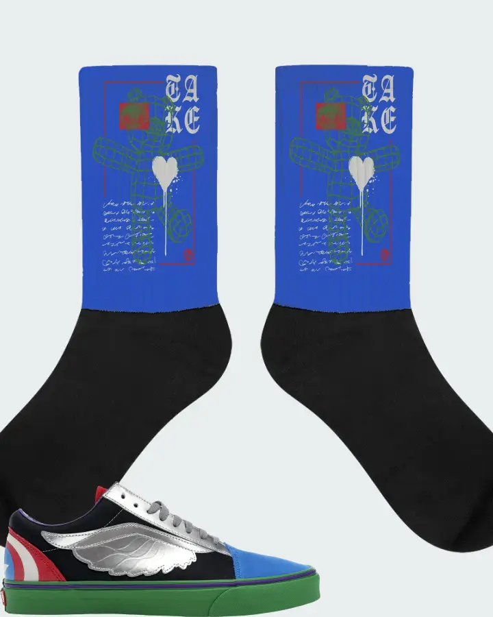 Vans Old Skool Sneaker Matching Royal Blue Socks (TAKE) - View 1