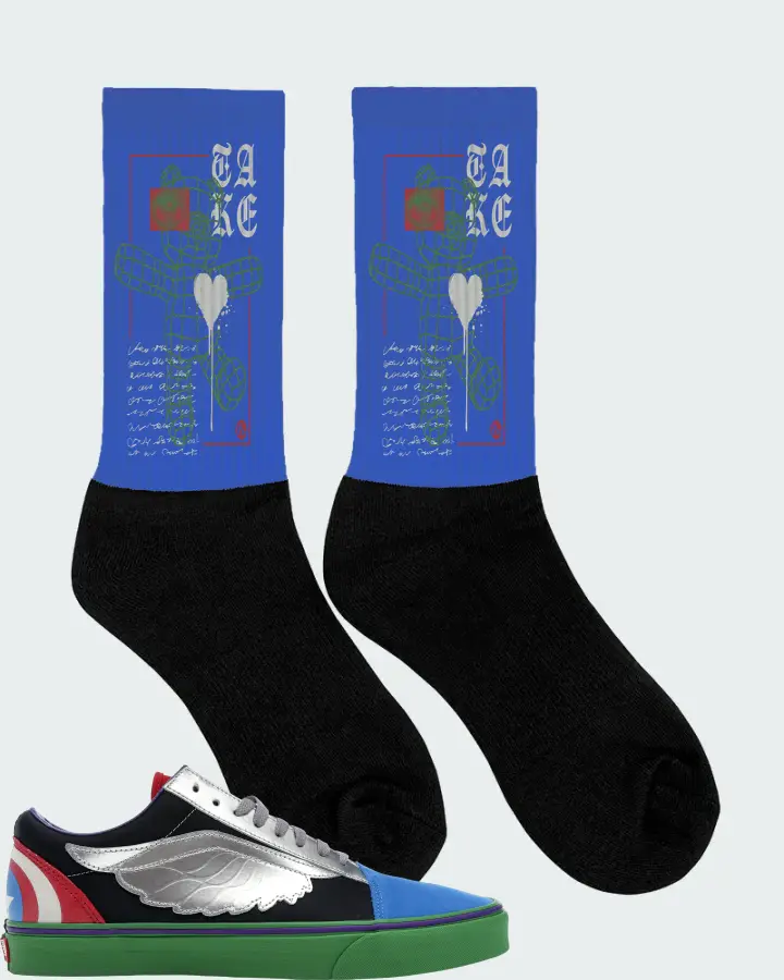 Vans Old Skool Sneaker Matching Royal Blue Socks (TAKE) - View 2