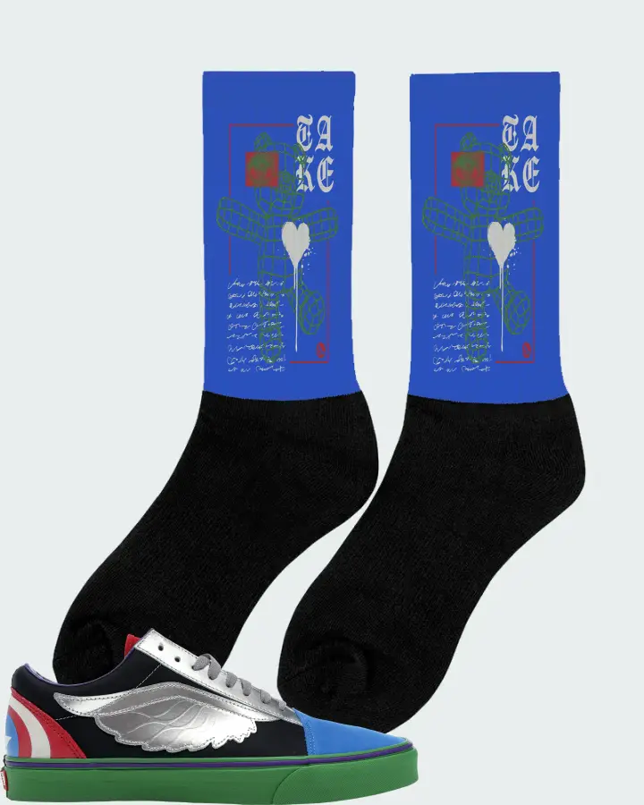 Vans Old Skool Sneaker Matching Royal Blue Socks (TAKE) - View 3