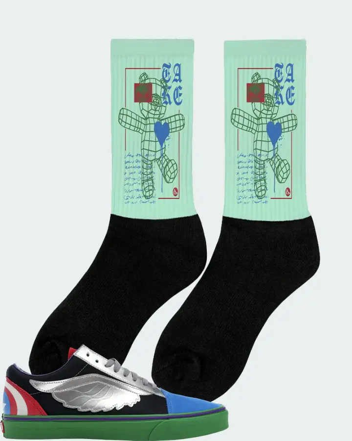 Vans Old Skool Sneaker Matching Mint Socks (TAKE) - View 3