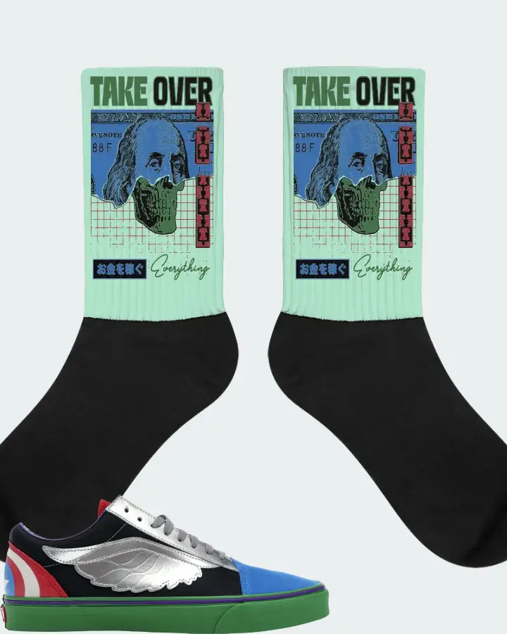 Vans Old Skool Sneaker Matching Mint Socks - Take Over