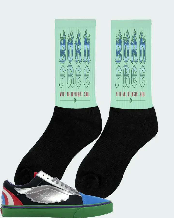 Vans Old Skool Sneaker Matching Mint Socks (Born Free) - View 3