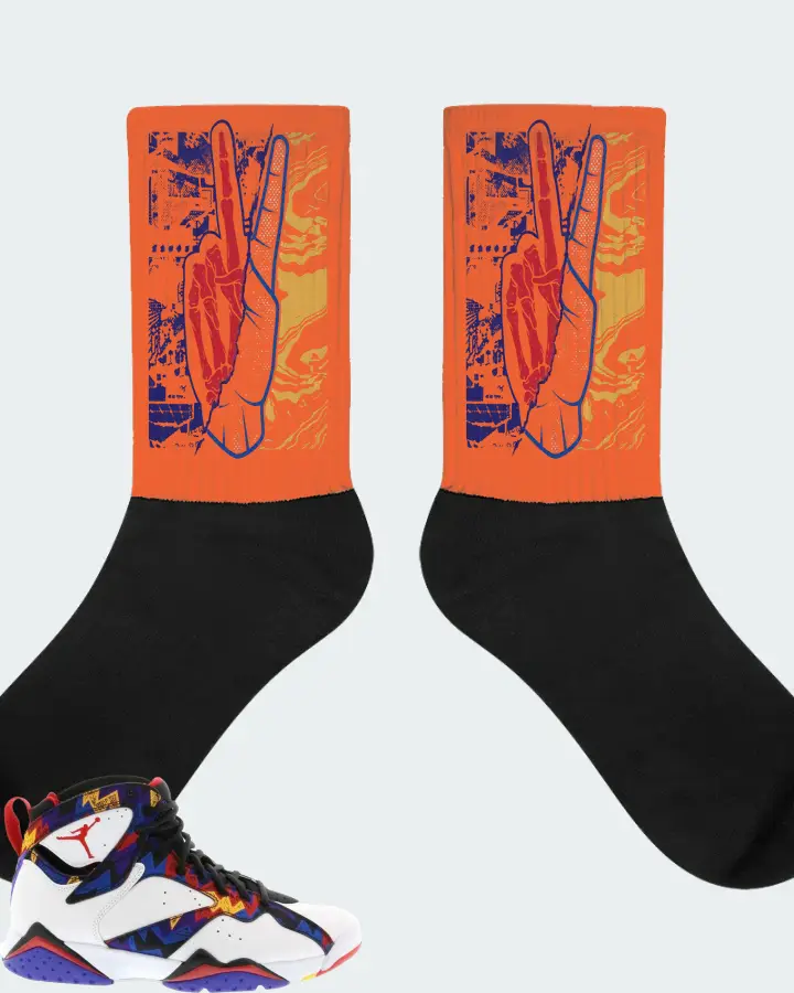 Jordan 7 Retro Sneaker Matching Orange Socks - Peace of mind
