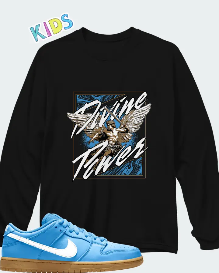 Nike SB Dunk Low Pro University Blue Matching Kid's Long Sleeve T-Shirt