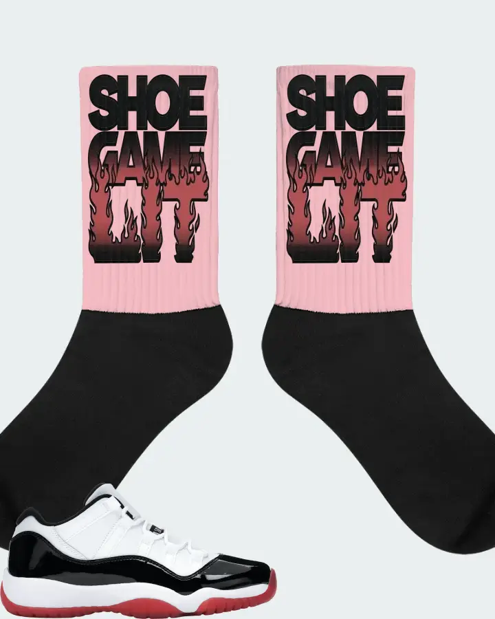 Jordan 11 Retro Low Sneaker Matching Pink Socks - Shoe Game Lit Refreshed
