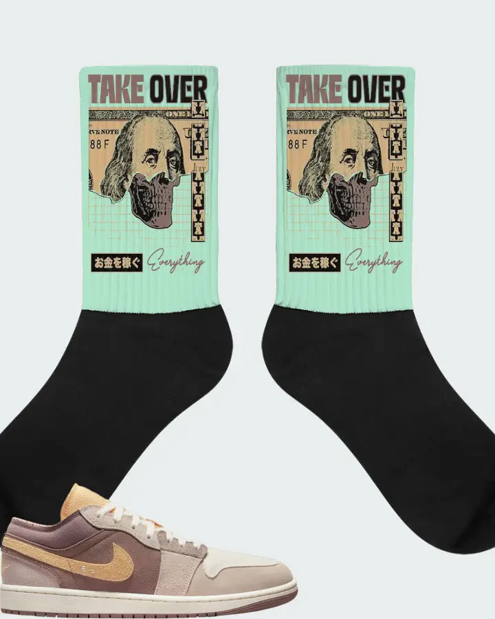 Jordan 1 Low SE Craft Sneaker Matching Mint Socks - Take Over