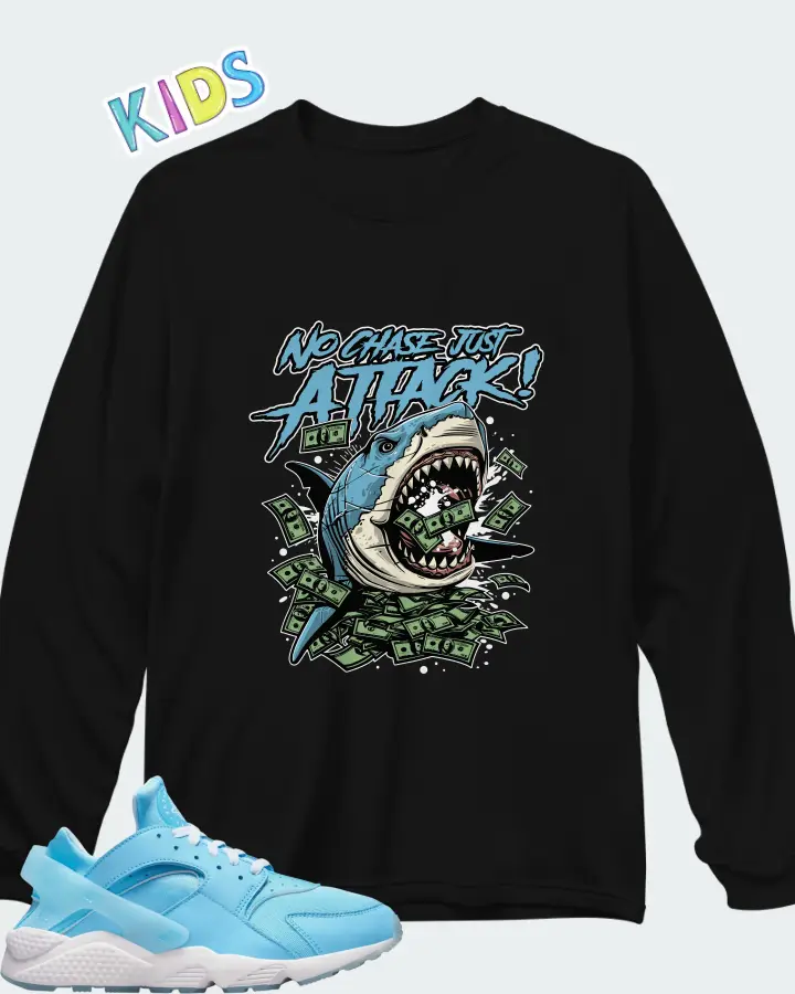 Nike Air Huarache University Blue Matching Kid's Long Sleeve T-Shirt