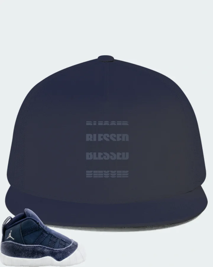 Jordan 11 Crib Bootie Sneaker Matching Navy Hat - BLESSED Many Times