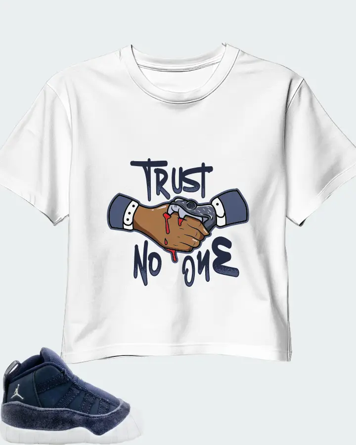 Jordan 11 Crib Bootie Sneaker Matching White Crop Top - Trust No One