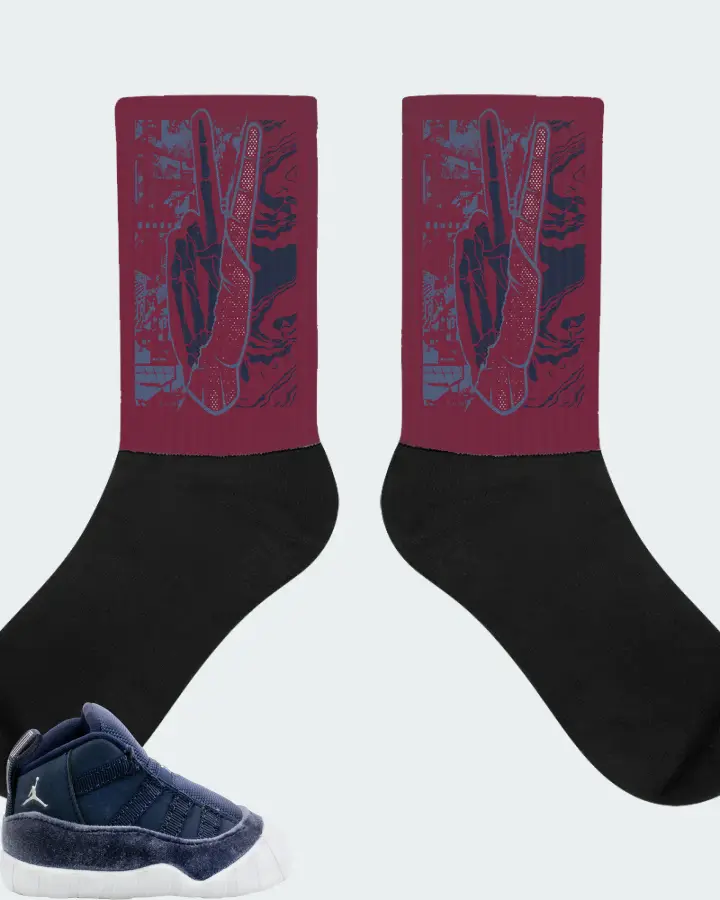 Jordan 11 Crib Bootie Sneaker Matching Maroon Socks - Peace of mind
