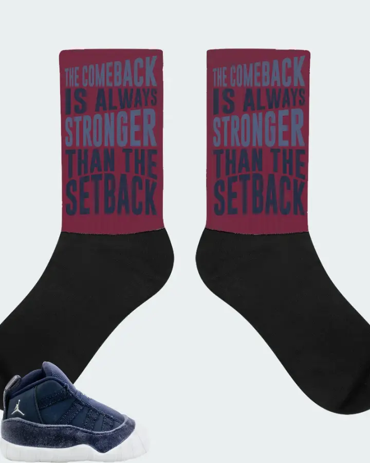 Jordan 11 Crib Bootie Sneaker Matching Maroon Socks - The Comeback