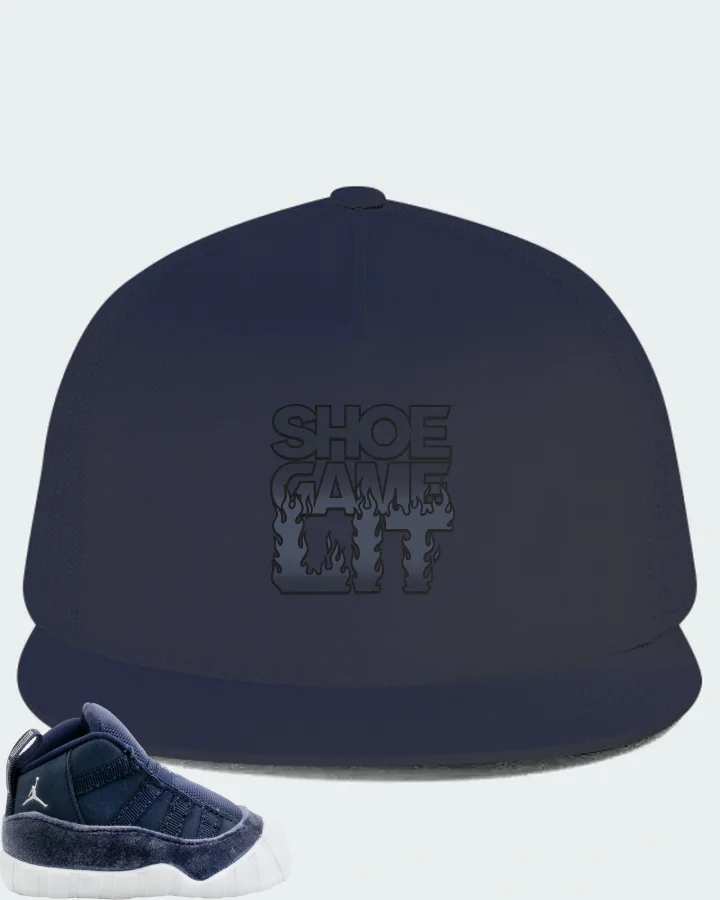 Jordan 11 Crib Bootie Sneaker Matching Navy Hat - Shoe Game Lit Refreshed