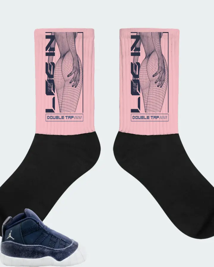 Jordan 11 Crib Bootie Sneaker Matching Pink Socks (LOGIN) - View 1