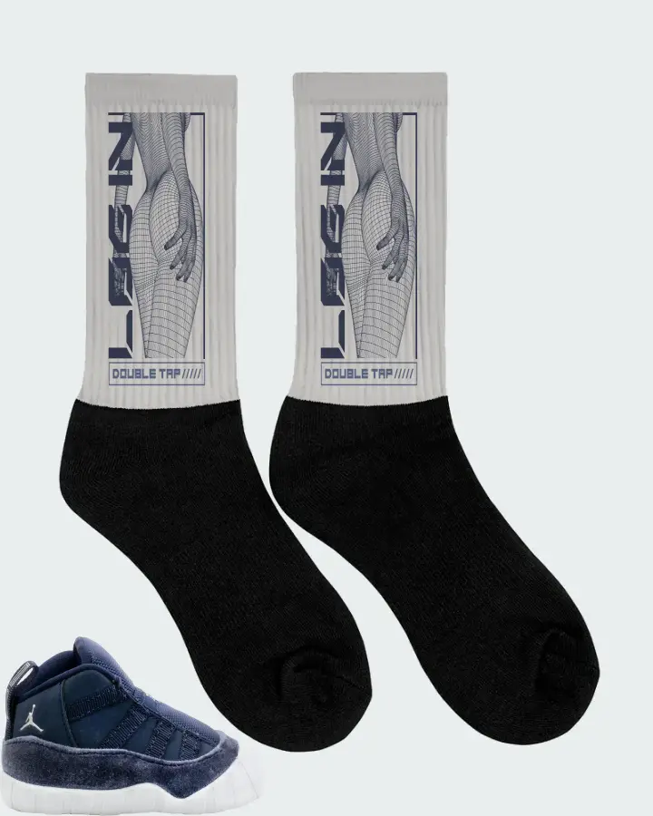 Jordan 11 Crib Bootie Sneaker Matching Grey Socks (LOGIN) - View 2