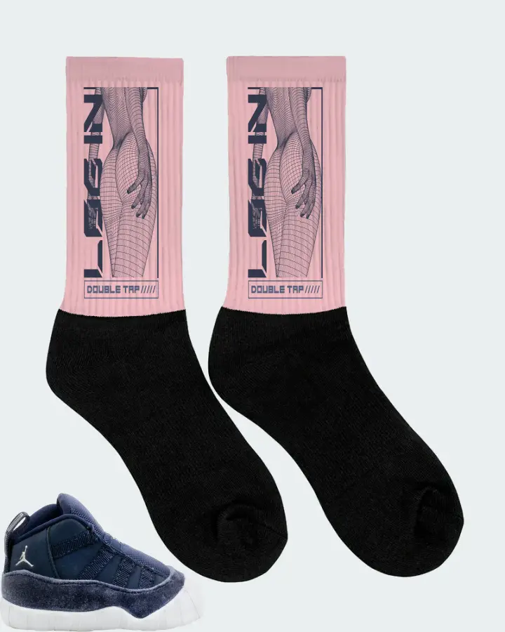 Jordan 11 Crib Bootie Sneaker Matching Pink Socks (LOGIN) - View 2