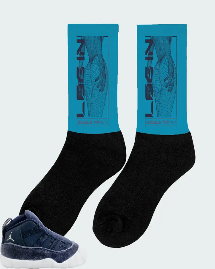Jordan 11 Crib Bootie Sneaker Matching Aqua Socks (LOGIN) - View 3