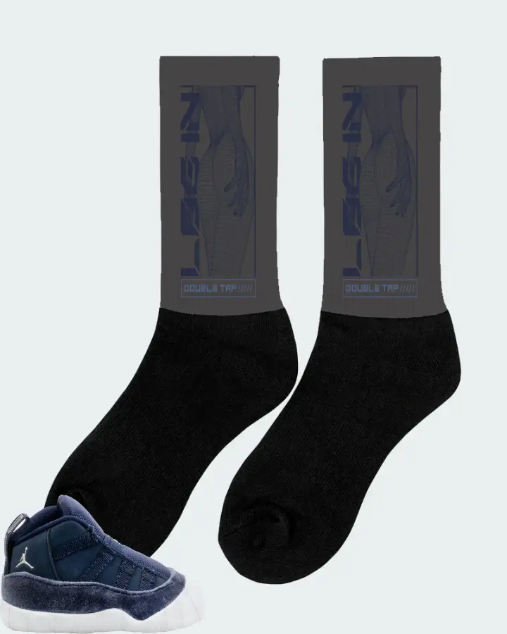Jordan 11 Crib Bootie Sneaker Matching Dark Grey Socks (LOGIN) - View 3