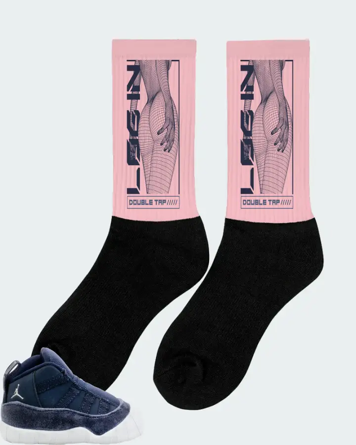 Jordan 11 Crib Bootie Sneaker Matching Pink Socks (LOGIN) - View 3