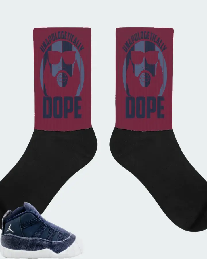 Jordan 11 Crib Bootie Sneaker Matching Maroon Socks - UNAPOLOGETICALLY DOPE Man
